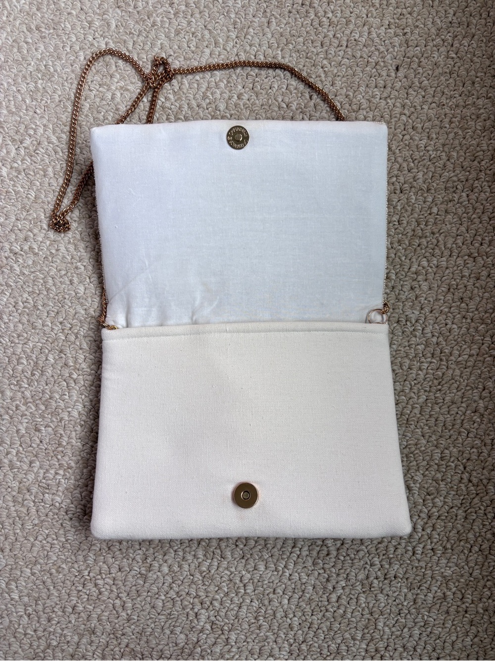 Beaded 'Happily Ever After' Crossbody Bag in White and Gold - Picture 2 of 4